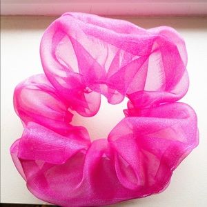 Hot Pink Sheer Tule Scrunchie